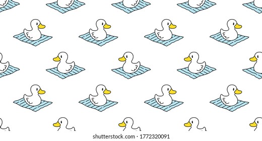 duck seamless pattern vector rubber duck bird farm beach towel cartoon scarf isolated repeat wallpaper tile background illustration animal doodle design