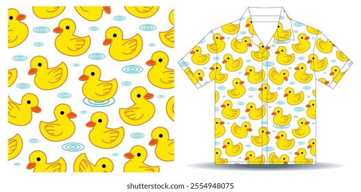 duck seamless pattern vector rubber duck tile background repeat wallpaper scarf isolated cartoon illustration yellow