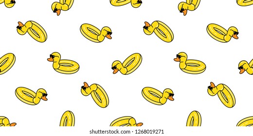 duck seamless pattern vector swimming ring pool duck rubber Flamingos summer repeat wallpaper scarf isolated tile background cartoon illustration