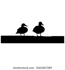 Duck set silhouette or vector 