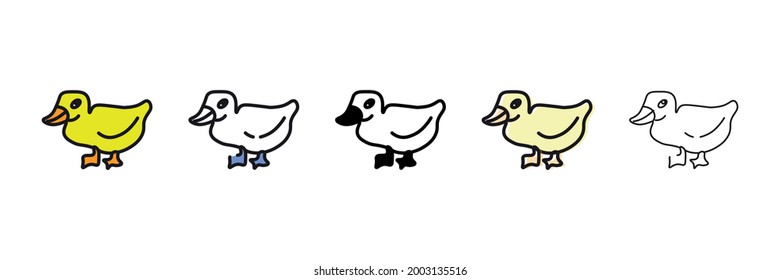 duck set vector type icon