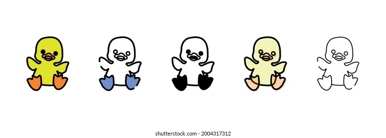 duck set vector type icon