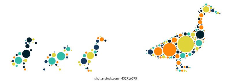 duck shape vector design by color point