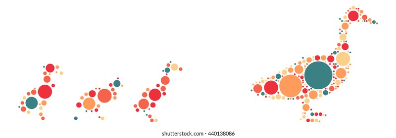 duck shape vector design by color point