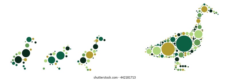 duck shape vector design by color point