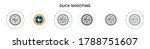 Duck shooting icon in filled, thin line, outline and stroke style. Vector illustration of two colored and black duck shooting vector icons designs can be used for mobile, ui, web