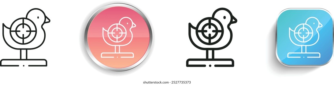 duck shooting icon. Thin Linear, Regular and Button Style Design Isolated On White Background