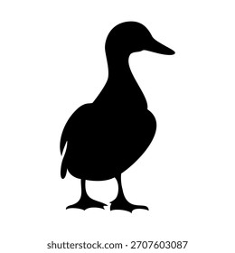 Ilustración vectorial de silueta de perfil lateral de pato	