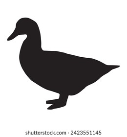 Duck sign. Duck black silhouette isolated on white background. Vector illustration