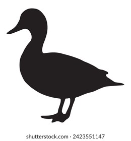 Duck sign. Duck black silhouette isolated on white background. Vector illustration