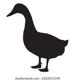 Duck sign. Duck black silhouette isolated on white background. Vector illustration