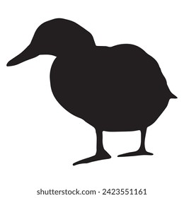 Duck sign. Duck black silhouette isolated on white background. Vector illustration