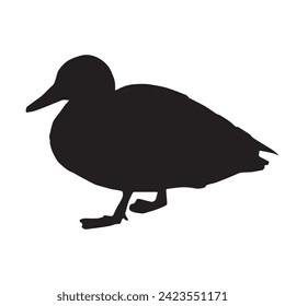Duck sign. Duck black silhouette isolated on white background. Vector illustration