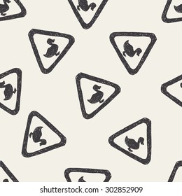 duck sign doodle seamless pattern background