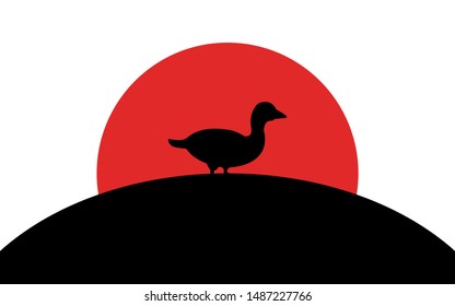 Duck silhouette art image, vector illustration isolated on white background