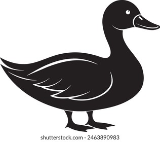 silueta de pato negro diferente estilo de arte de línea de Ilustración vectorial sobre fondo blanco
