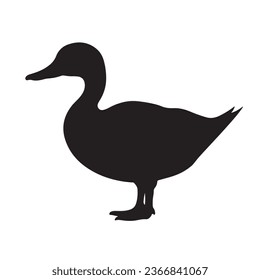 ilustración de vector blanco negro de silueta de pato