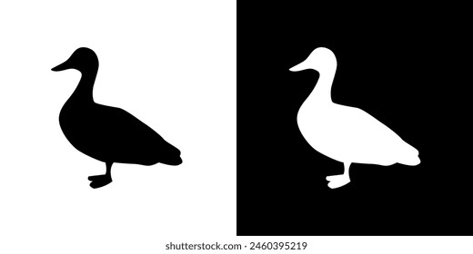 Duck silhouette icon. Animal icon. Black icon. Silhouette icon.