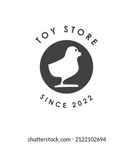Duck silhouette illustration toy store logo design