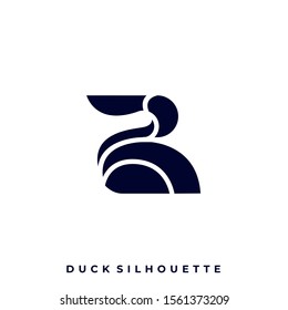 Duck Silhouette Illustration Vector Design Template. Suitable for Creative Industry, Multimedia, entertainment, Educations, Shop, and any related business