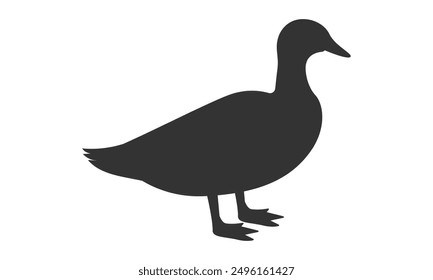 Duck silhouette on white background. Vector illustration.