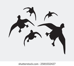 duck silhouette set. flying duck vector illustration