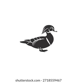 Vista lateral de la silueta del pato, Ilustración vectorial negra simple de la fauna