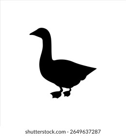 Duck silhouette solid icon vector. Farm duck icon. Livestock concept. Meat sign on white background. Duck meat badge. Duck illustration. Butcher logo.