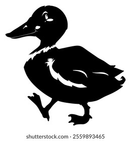 Duck silhouette of standing on water vector.