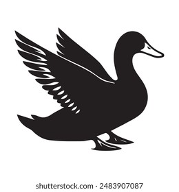 Duck silhouette vector art illustration. 