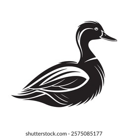 Duck silhouette vector art illustration on white background