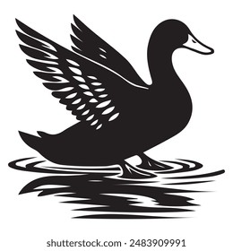 Duck silhouette vector art style  illustration.