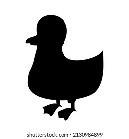 Duck silhouette vector. Black duckling vector. Duck silhouette illustration. Cute animal vector image for children. Animal image for decoration.