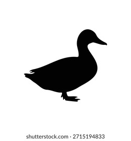 Diseño plano de Vector de silueta de pato sobre fondo blanco.