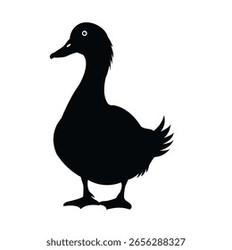 Duck silhouette vector icon. Simple black illustration of a farm bird or waterfowl,  Symbol for nature, poultry, and wildlife.