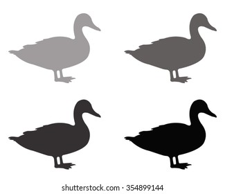 Duck silhouette, vector illustration