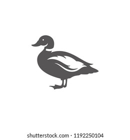 Duck silhouette vector illustration. Farm bird or hunting shop graphics isolated on white background.