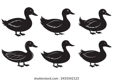 Duck silhouette vector illustration with on white background