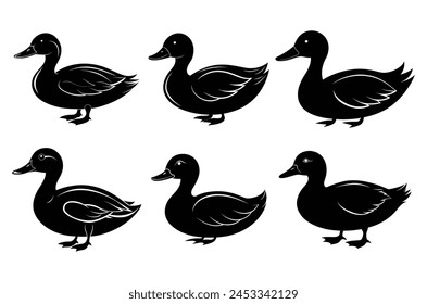 Duck silhouette vector illustration with on white background