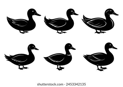 Duck silhouette vector illustration with on white background svg