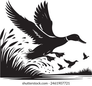 Duck silhouette vector image isolated