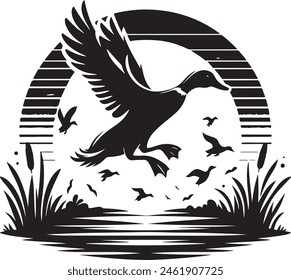 Duck silhouette vector image isolated