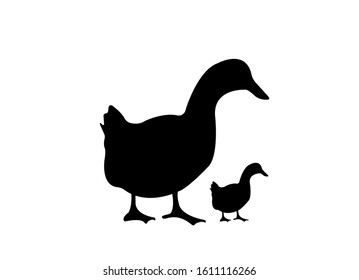 Duck silhouette vector on a white background
