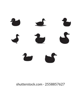 Duck silhouette vector Style with white background