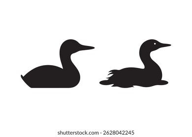 Duck Silhouette Vector Swimming Duck Clipart Illustration