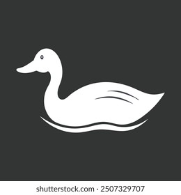 Duck silhouette vector.cute cartoon duck floating on water icon silhouette black page for kids. Vector illustration of duck floating on water icon silhouette black page isolated on white.