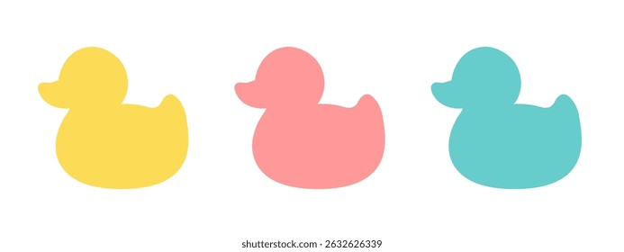 Duck silhouettes in cartoon style for kids’ designs. Vector silhouette of duck in various styles.
