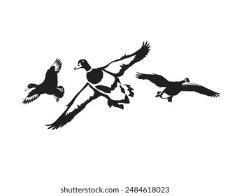 duck silhouettes, vector art, graphics