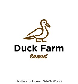 Duck simple line icon logo vector design, modern logo pictogram design of duck or mallard