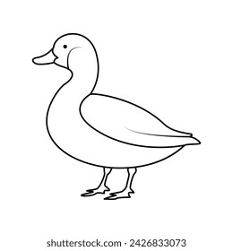 Duck  single continuous one line out line vector art  drawing  and tattoo design
